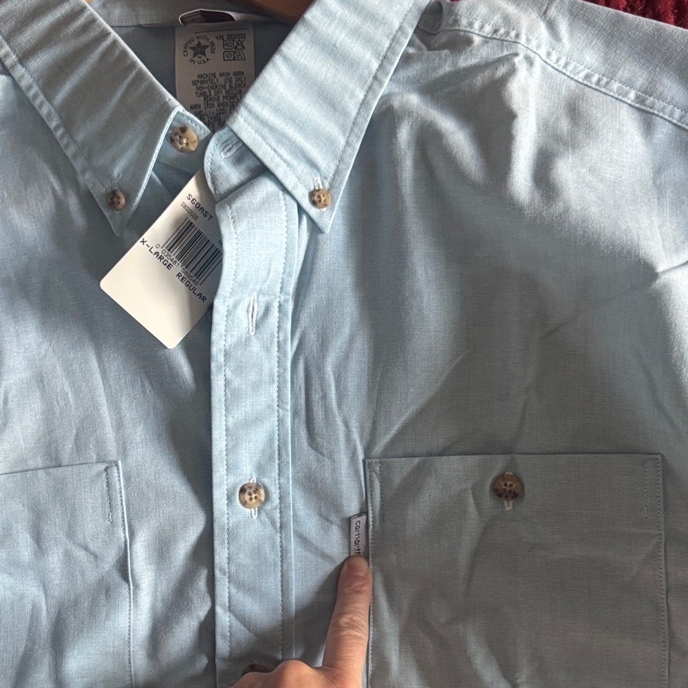 Carhartt Light Blue Long-Sleeve Button-Down Shirt NWT